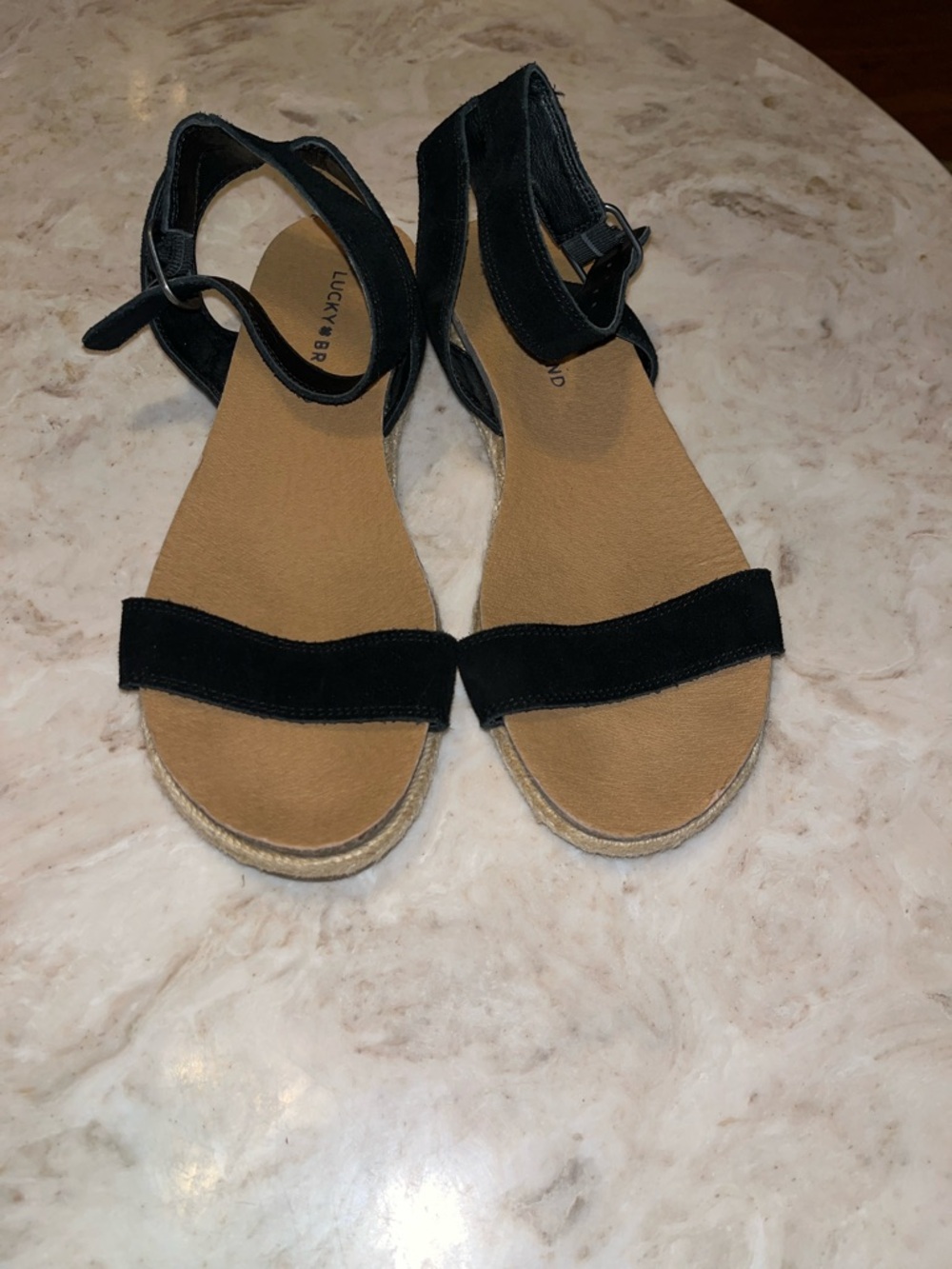 Lucky Brand Black Ankle-Strap Espadrille Sandals